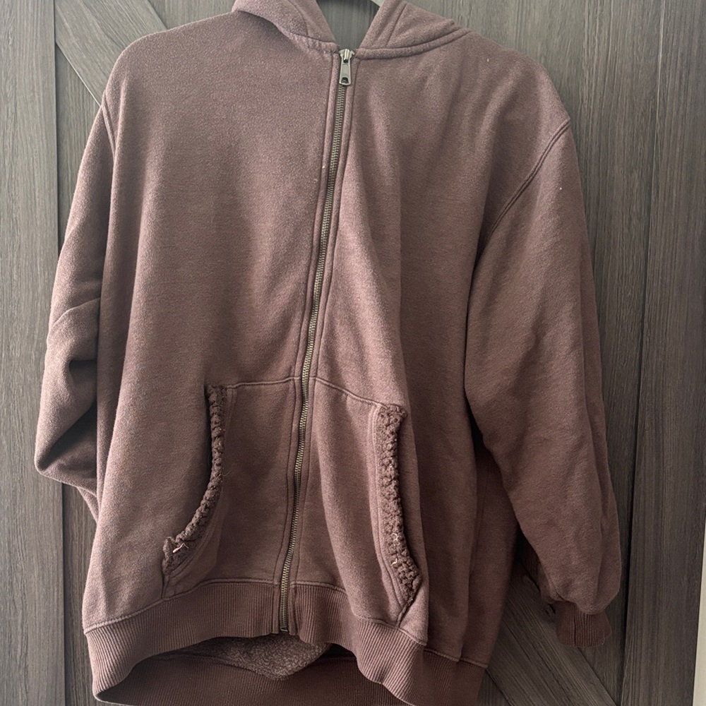 Aerie Brown Fluffy Hoodie